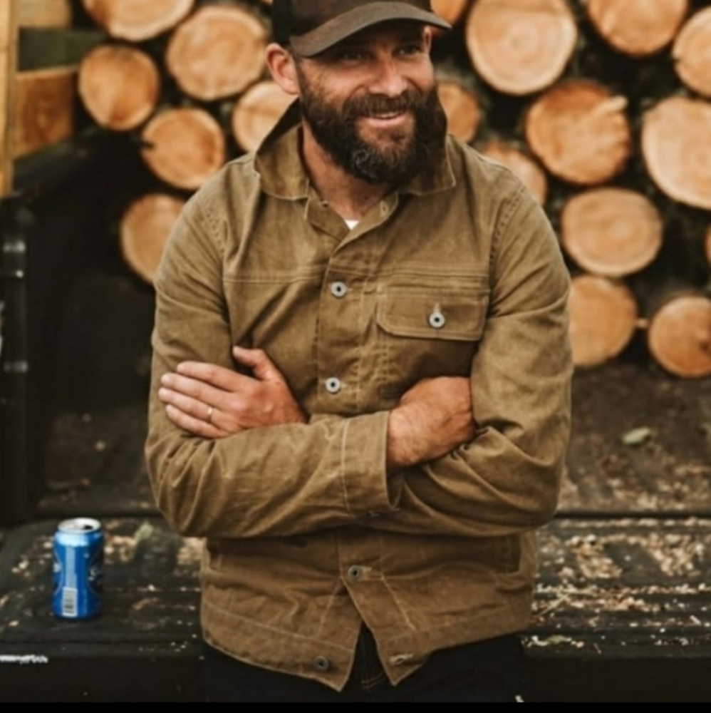 FLINT AND TINDER FLANNEL LINED WAXED TRUCKER JACKET